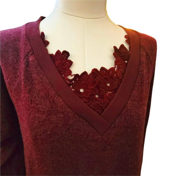 Suzanne Betro Tops - Suzanne Betro Burgundy Lace Tunic Top Dress NWT Size 2X JJ956